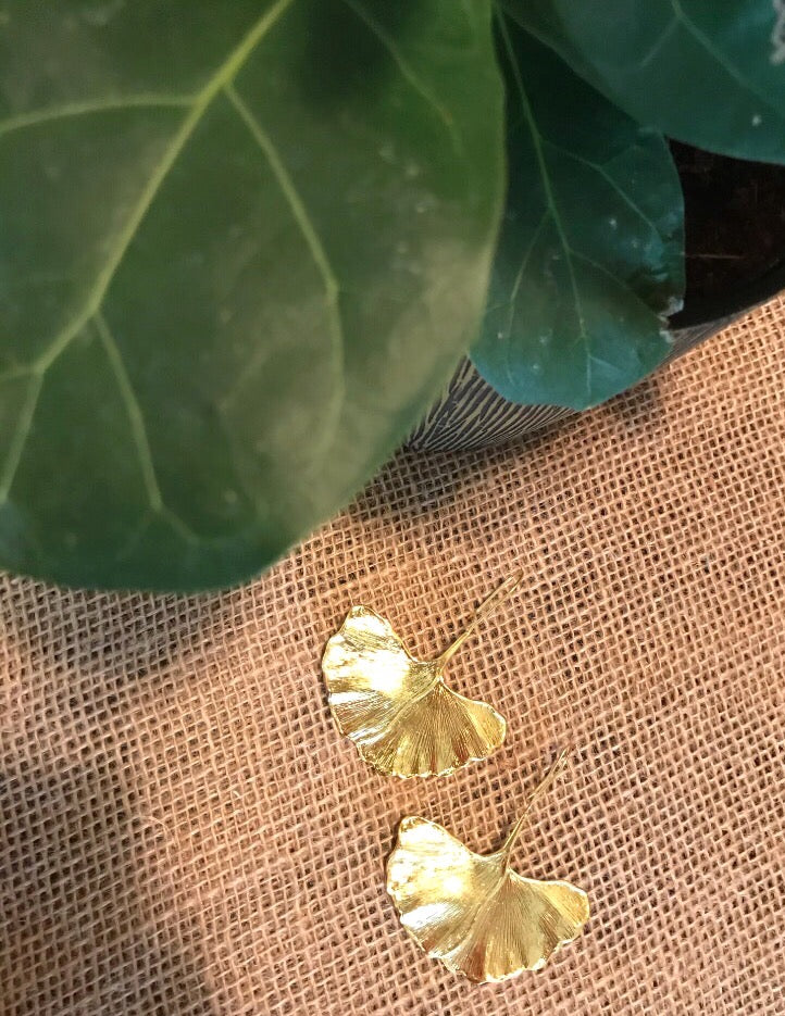 Gold Leaf Drop Earrings