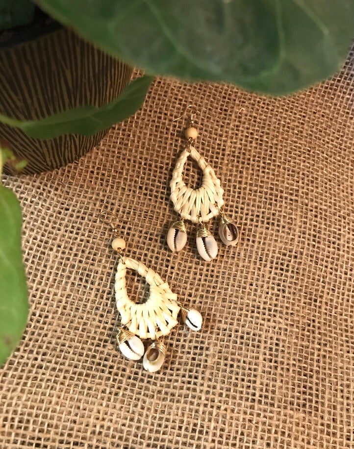 Bamboo Shell Drop Earrings