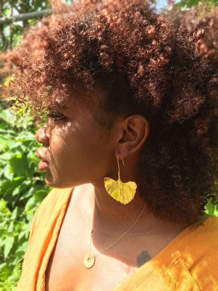 Gold Leaf Drop Earrings