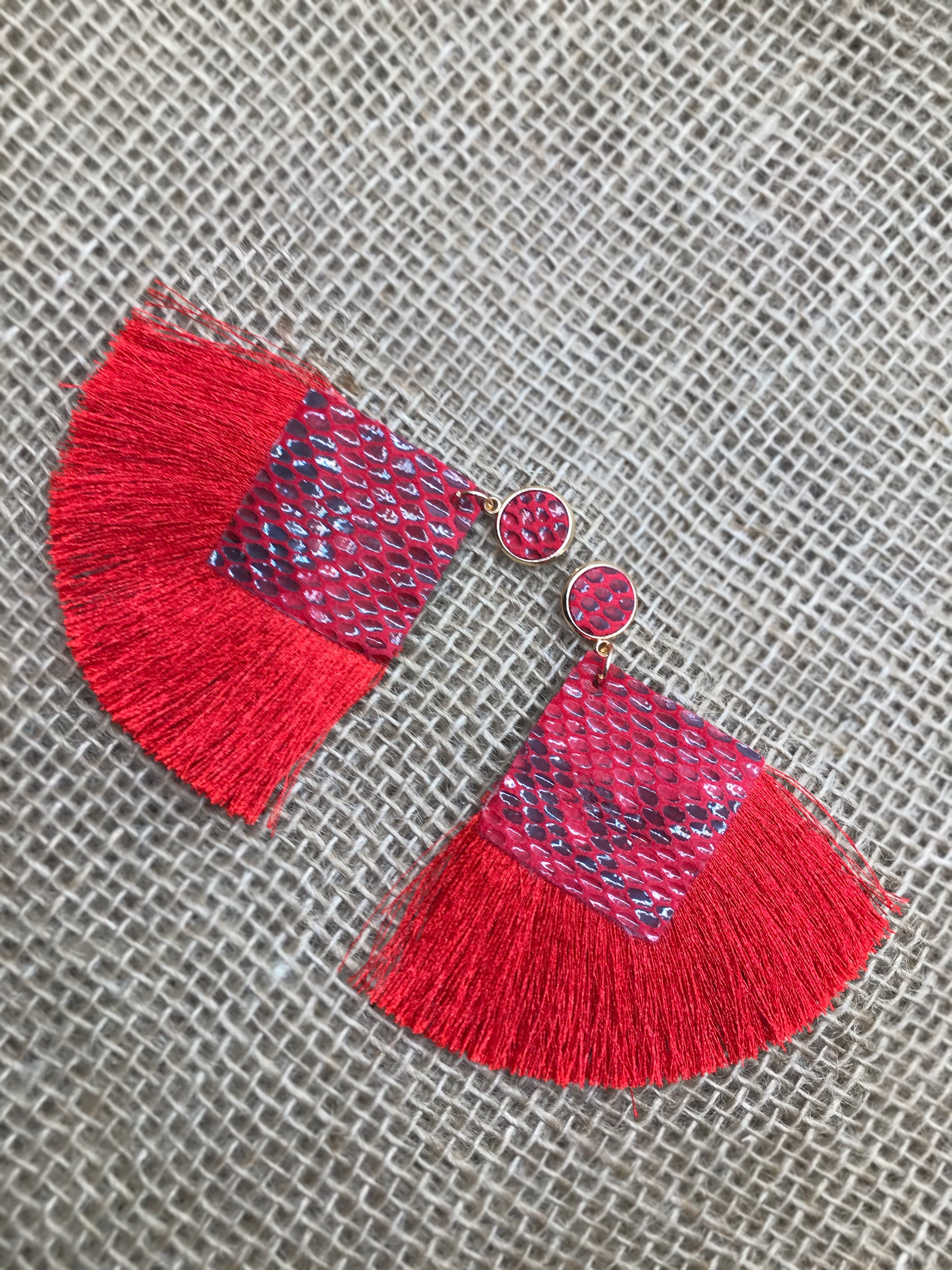 Python Fringe Drop Earrings (Available in Multiple Colors)