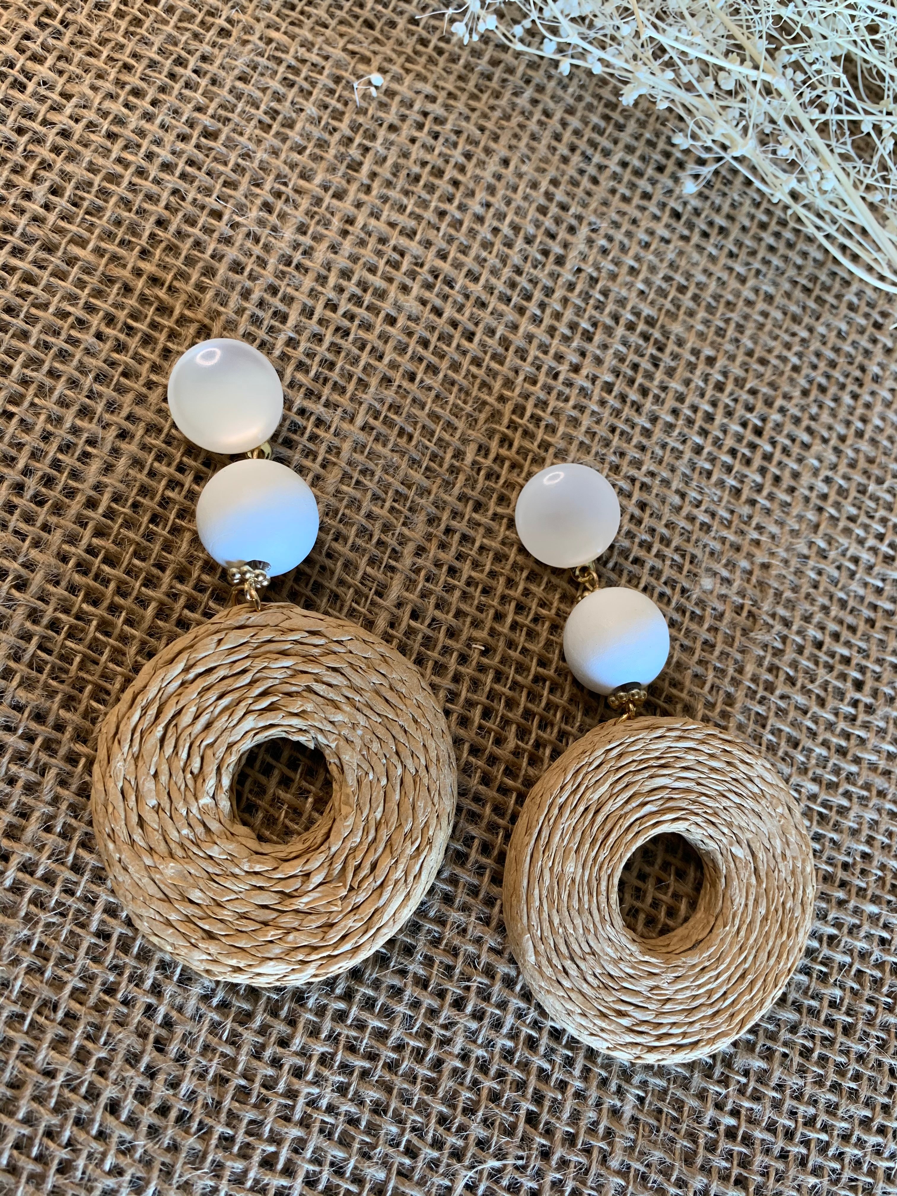 Bohemian round bamboo drop earrings