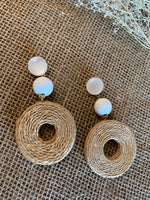 Load image into Gallery viewer, Bohemian round bamboo drop earrings
