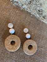 Load image into Gallery viewer, Bohemian round bamboo drop earrings
